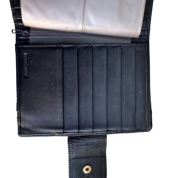 Nordstrom Vintage Womens Navy Leather Card Slots Fold Change Snap Close Wallet - Picture 5 of 10
